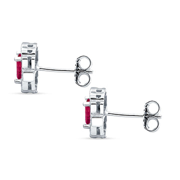 Multistone Stud Earrings Ruby CZ 925 Sterling Silver Wholesale